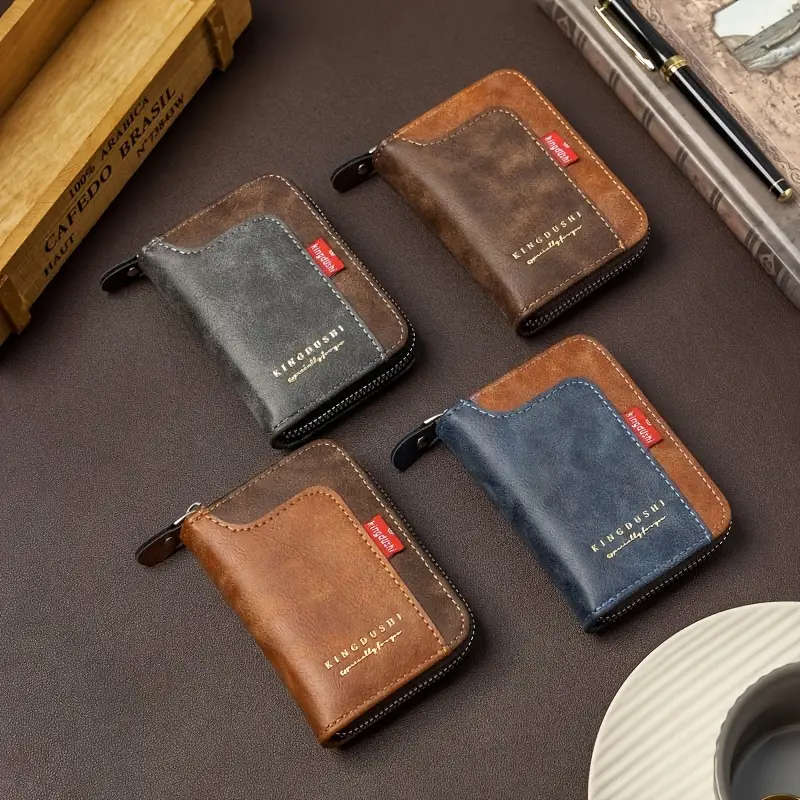 1pc Short Accordion Card Holder ID Card Bag Retro Fabric High-End Multi-Functional Large-Capacity ID