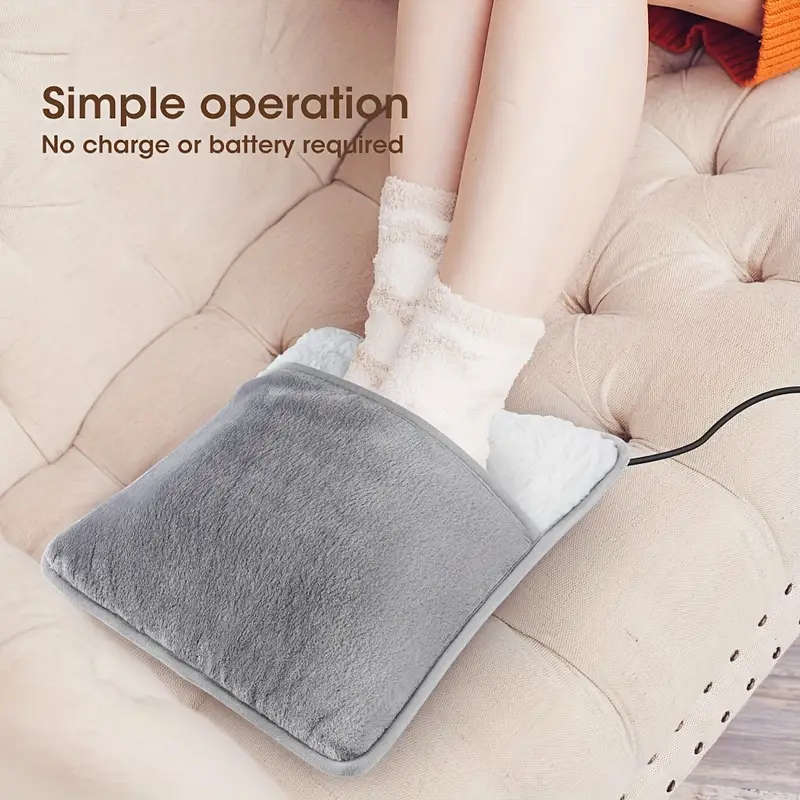 1pc USB-Powered Electric Foot Warmer Washable Flannel Heating Pad for Cozy Home Comfort