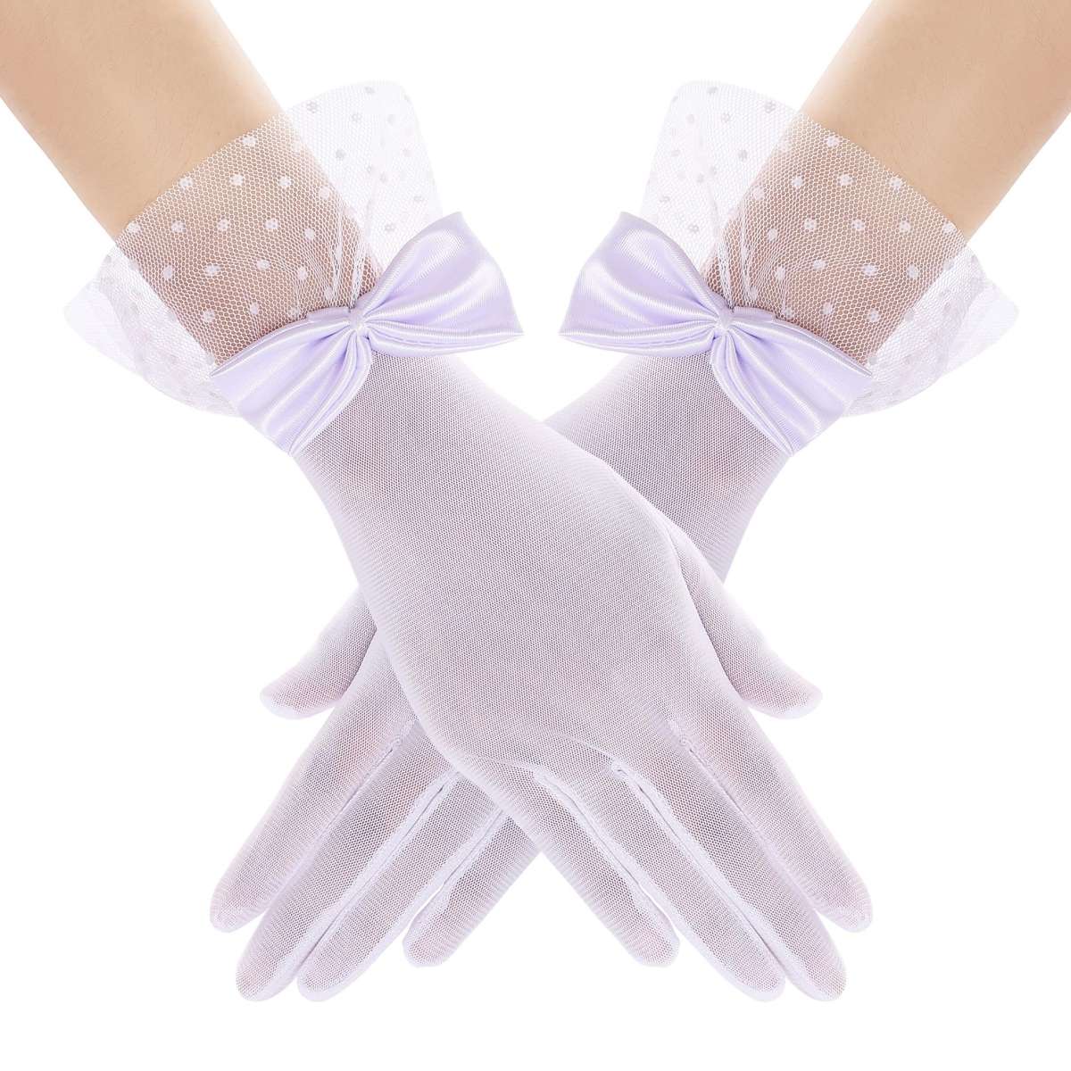 1 Pair White Vintage Style Lace Gloves