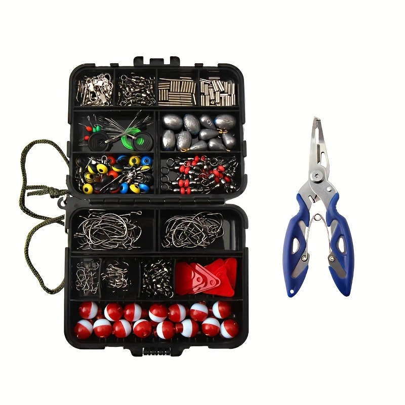 264pcs set Outdoor Fishing Accessories Set with Tackle Box Including Plier Jig Hooks Sinker Weight S
