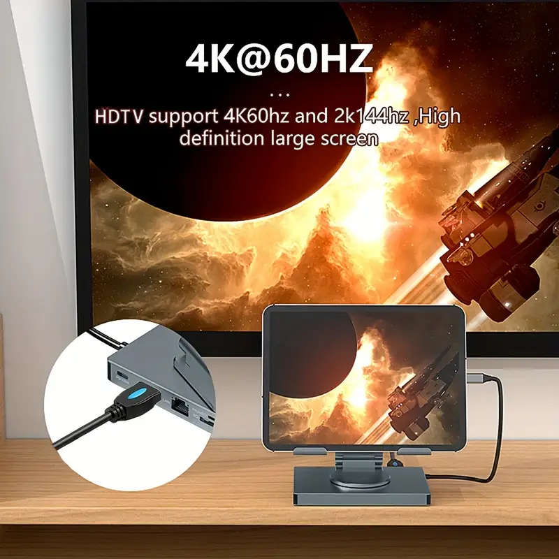 Multifunction Type C Docking Station and Adjustable Aluminum Tablet and Laptop Stand