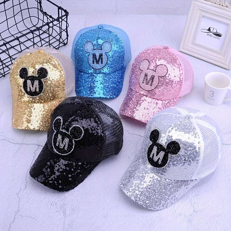 1 Disney Mickey Spring Summer baseball cap Sun shade cap Sun Shield Breathable Korean sequin me
