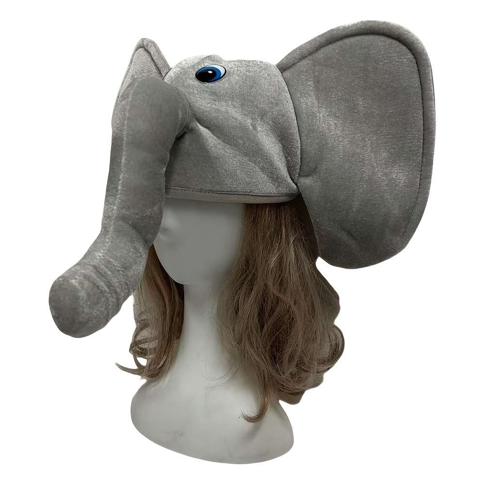 1pc Gray Elephant Hat with Blue Eyes Fun Festive Accessory for Parties Celebrations and Stage