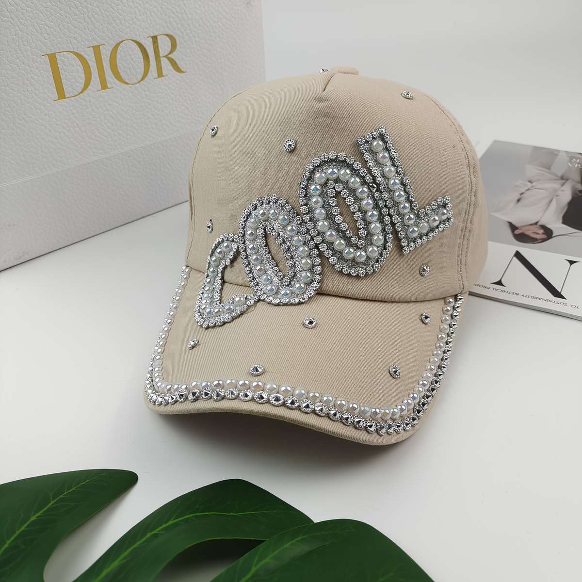 Bling Baseball Cap HOOL Rhinestone Studded Sun Hat Lightweight Cotton Blend Adjustable Fit