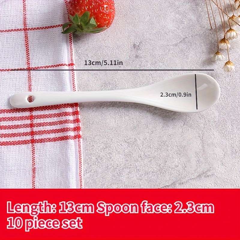 10pcs set Ceramic Spoon Coffee Stirring Spoon Creative 13cm Long Handle White Porcelain Spoo