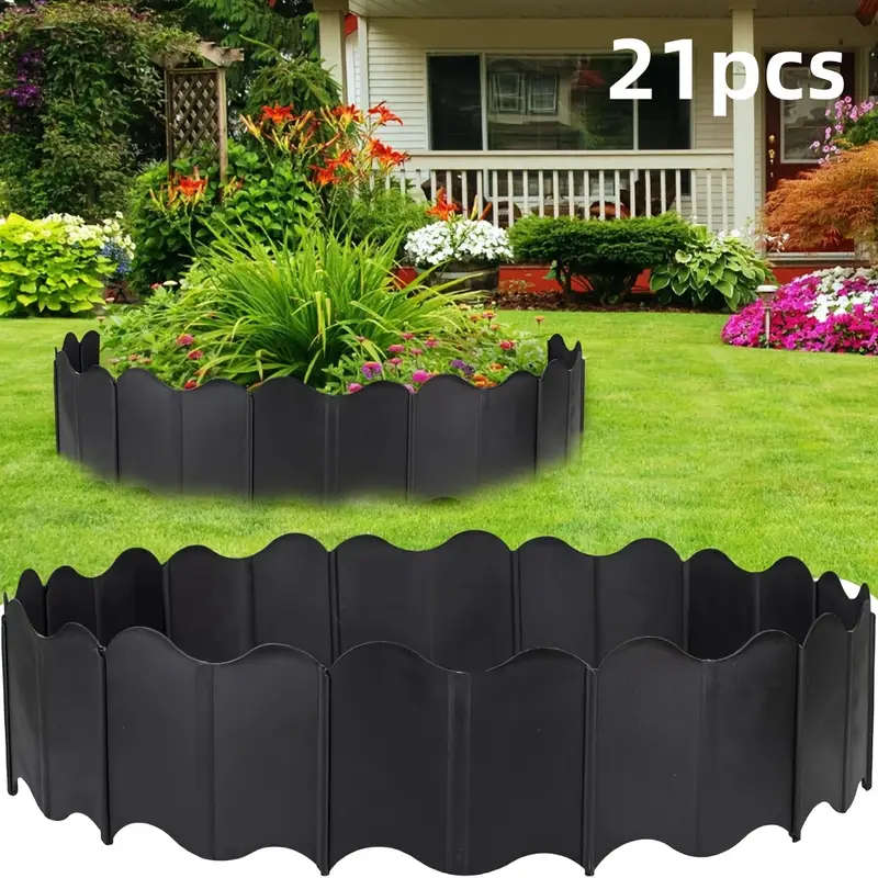 21-Piece Interlocking Landscape Fence Edging White