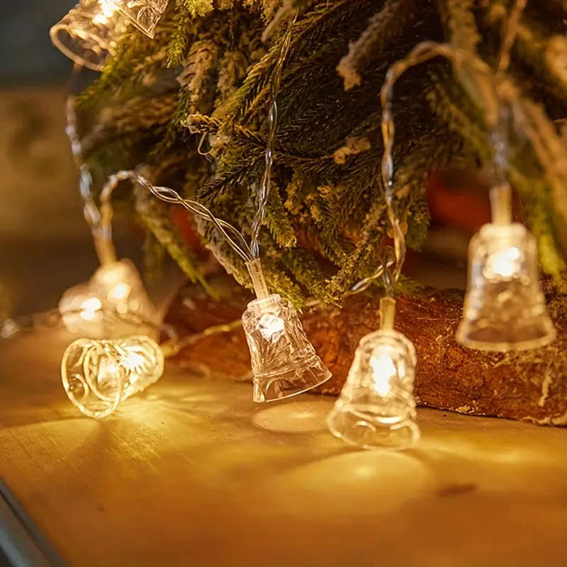 A String Of 10 Christmas-Patterned Bell Lights 1.5M