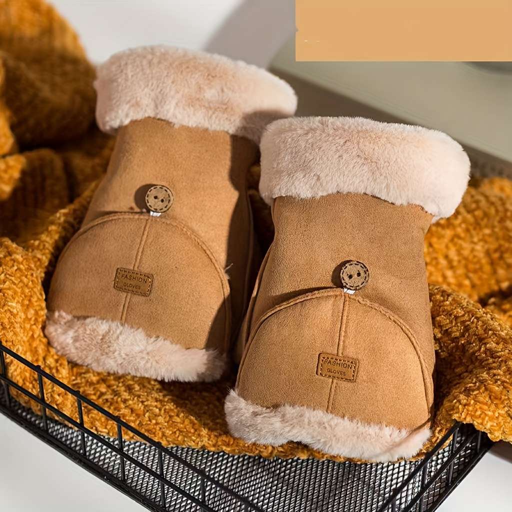 1 Pair Khaki Warm Gloves