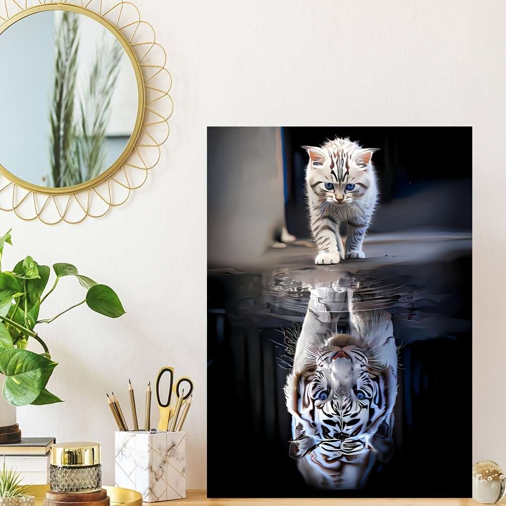 1000pcs Tiger Kitten Jigsaw Puzzle Challenging DIY Brain Teaser with Reflective A