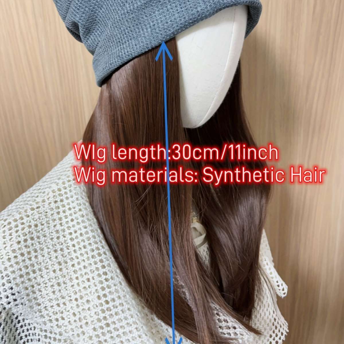 1Pc Gray Hat Honey Tea Color Wig 35.56cm Fashion Design Wig