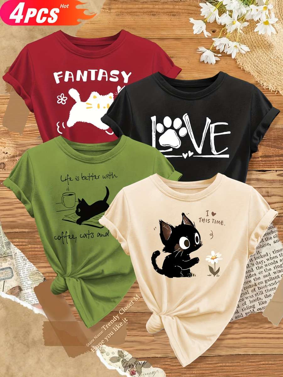 Womens T Shirt Color Black  Army Green  Red  Apricot Sizes
