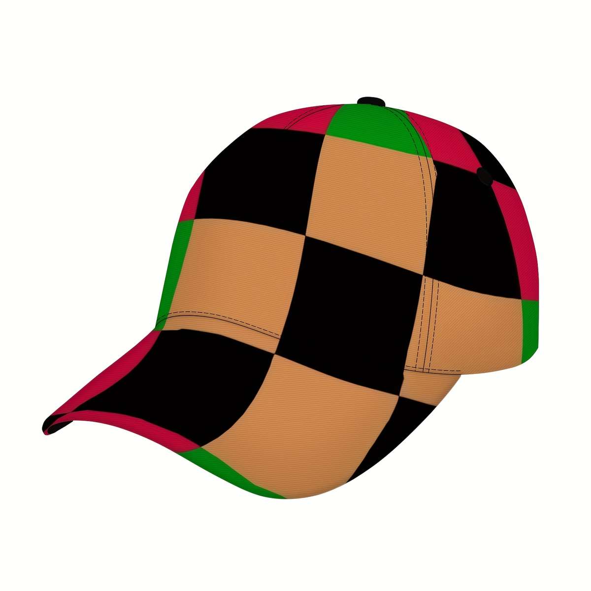 Classic Checkered Pattern Baseball Cap 100% Polyester Adjustable Breathable Lightweight