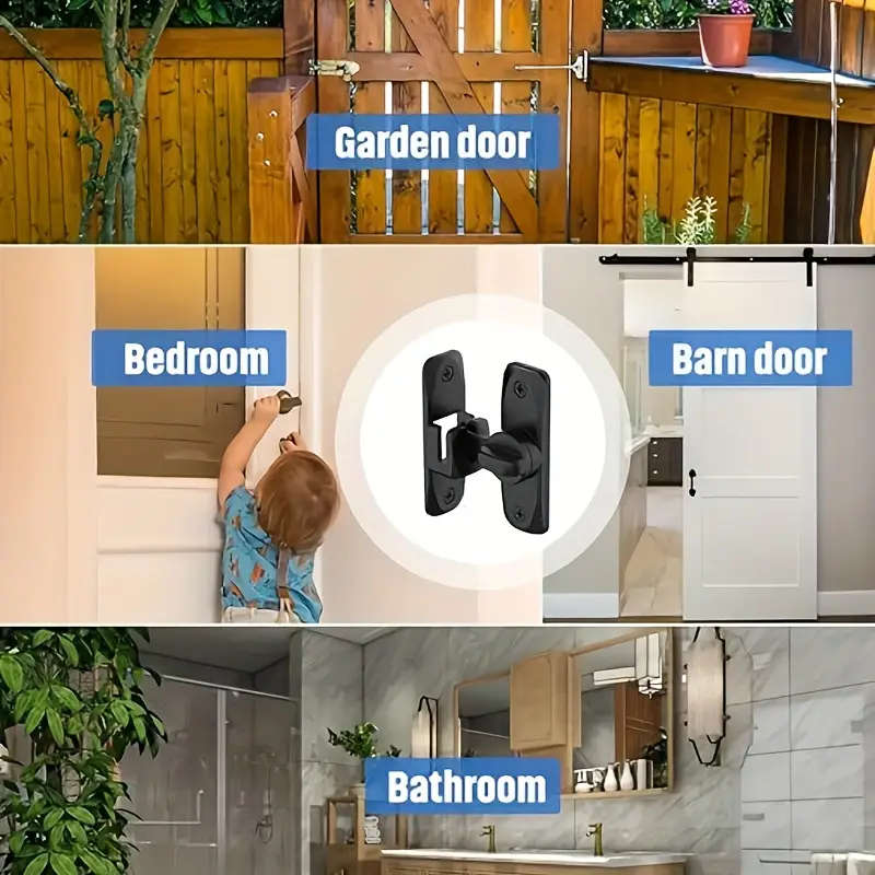 Security Door Lock Handle, Commercial/Residential Anti-Pry Lock with Adjustable Sliding 90°/180