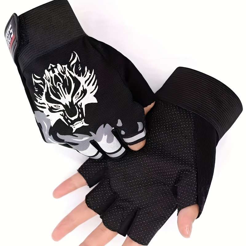 1 Pair Black Leaking Five Fingers Solid Color Outdoor Sports Gloves