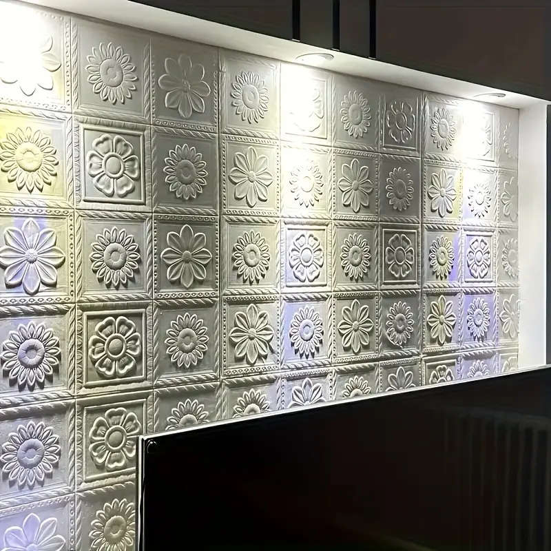 60pcs 3D Wall Tile Stickers Foam Self Adhesive Anti-collision Wallpaper