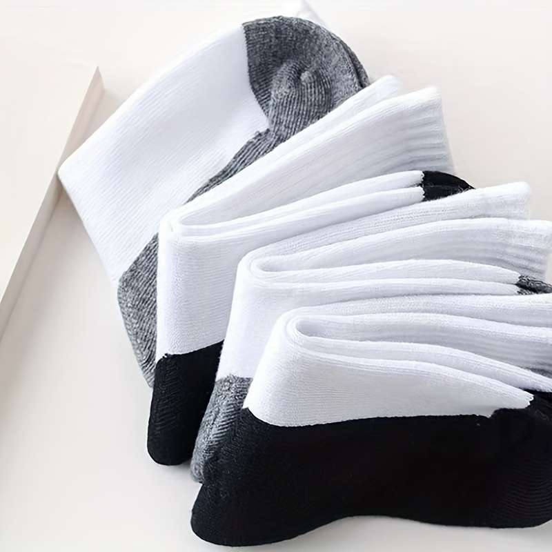 5 Pairs Black And White Base Color One Size High Elastic Socks