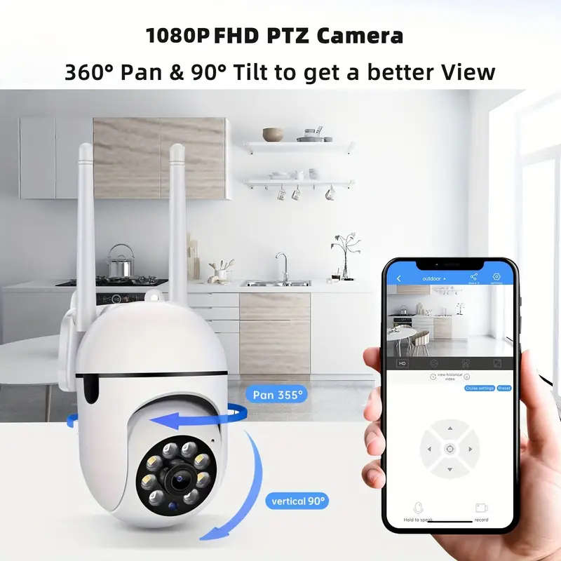 1080p HD Smart PTZ WiFi Security Camera - Indoor/Outdoor