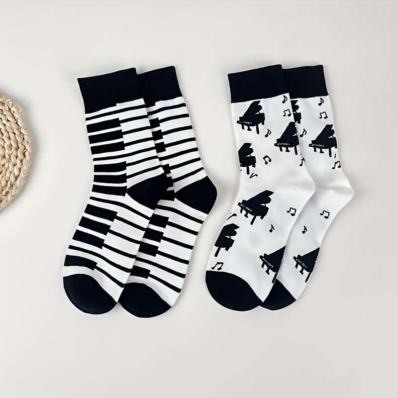 1 Pair Grand Piano Notes  One Size Socks