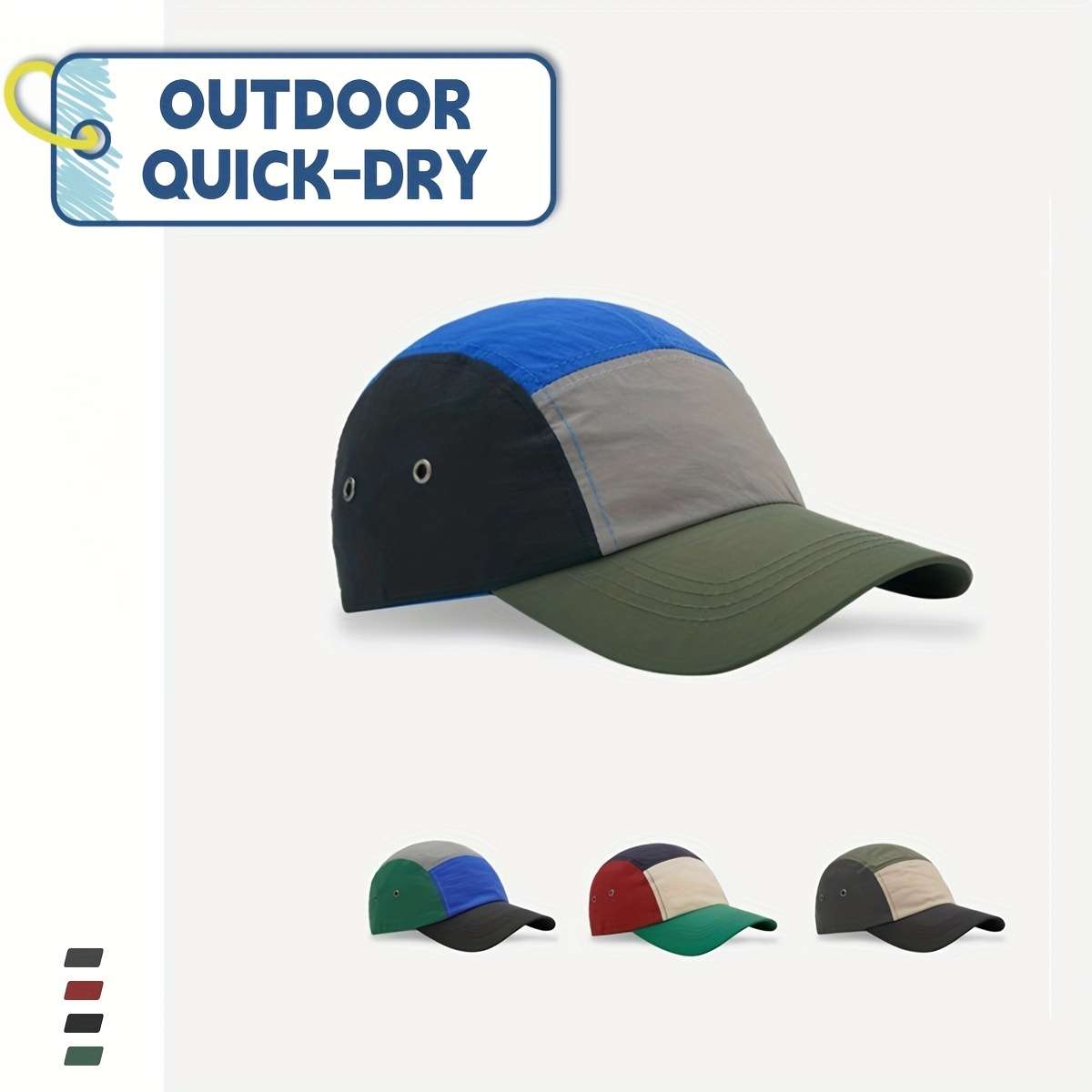 Men'S Outdoor Quick-Dry Baseball Cap Lightweight Breathable Fabric Adjustable Snapback Mul