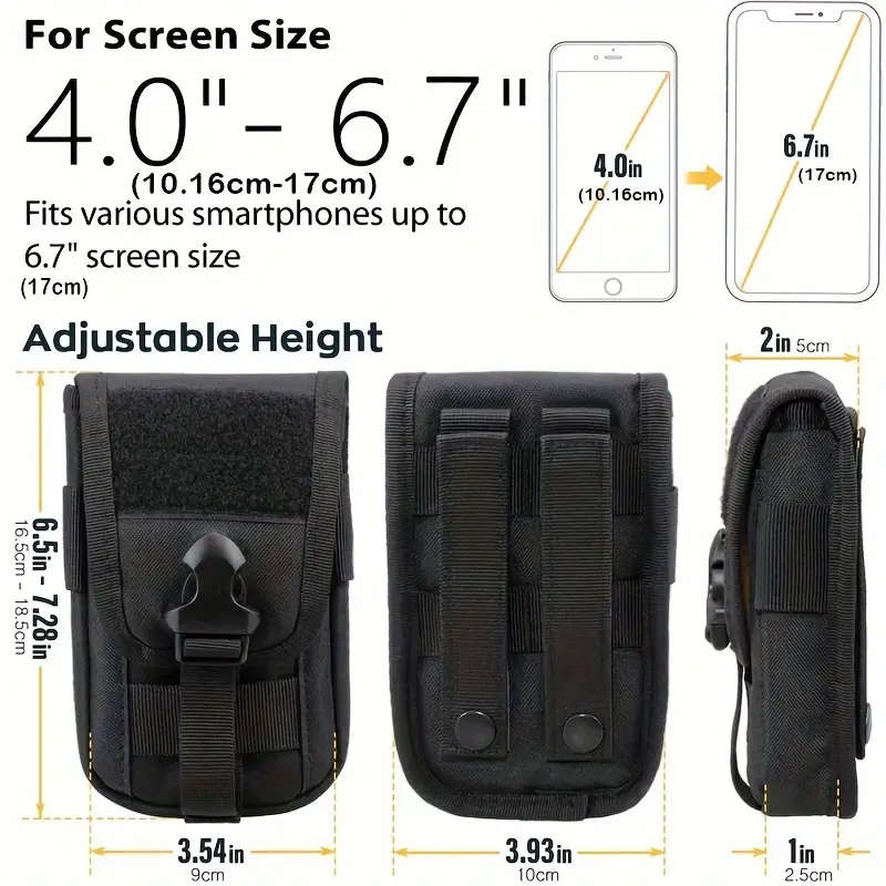 Water-Resistant Nylon Tactical Phone Pouch with Belt Clip and American Flag Patch Durable Outdoor