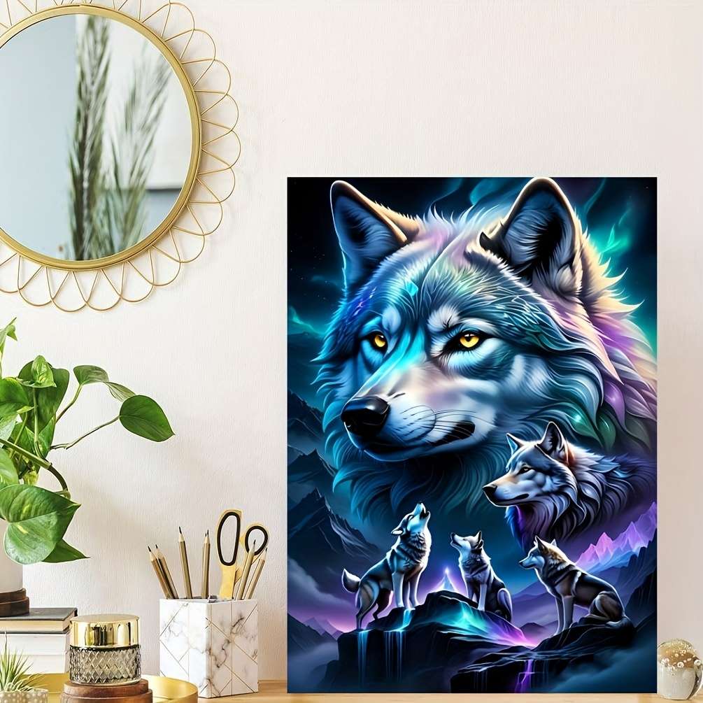 1000pcs Durable Wolf-Themed Jigsaw Puzzle Seamless White Cards 19.7 x 27.5 for A