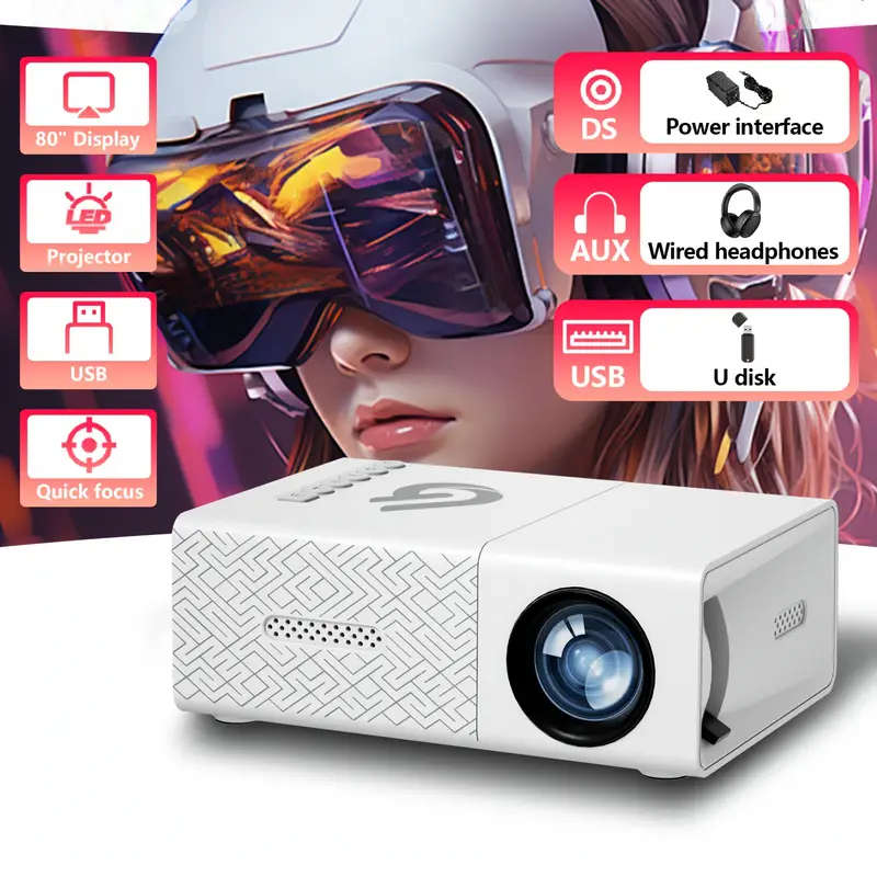 Portable Mini Projector with LED Light