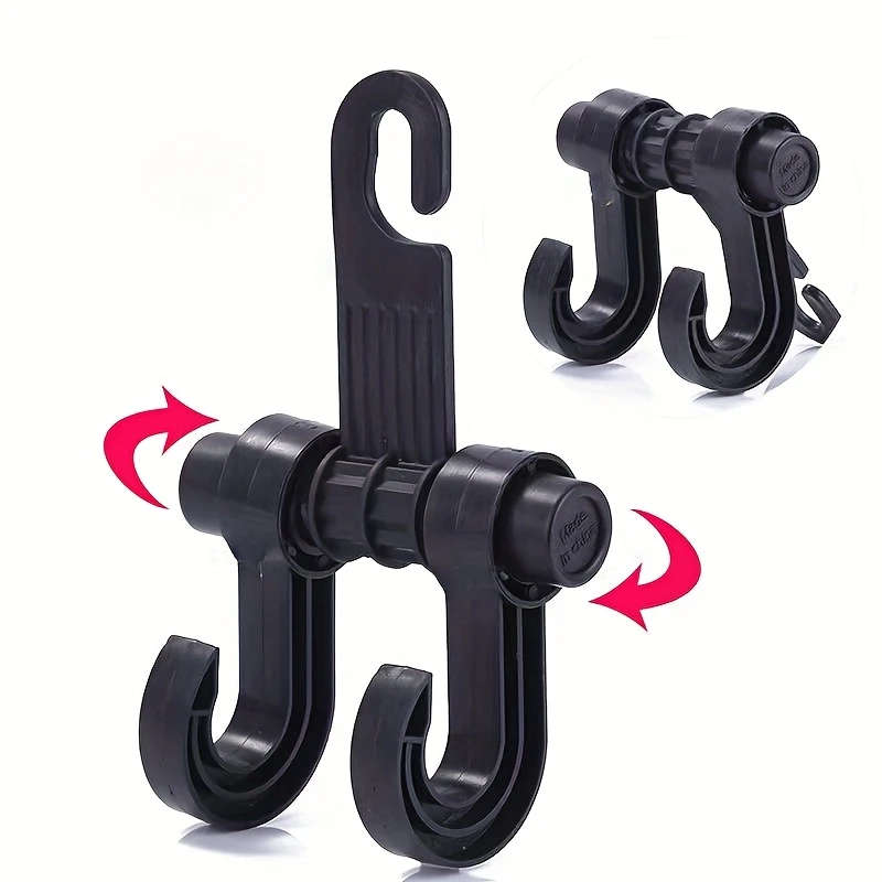 1pc Universal Multi-Functional Car Seat Hook Double Plastic Hanging Organizer for Vehicle Headrest S
