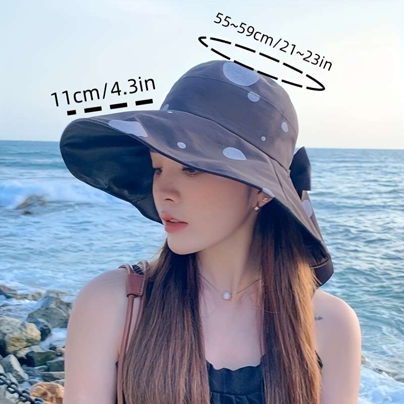 Stylish Polka Dot Summer Sun Hat Wide Brim UV Protection Bucket Hat