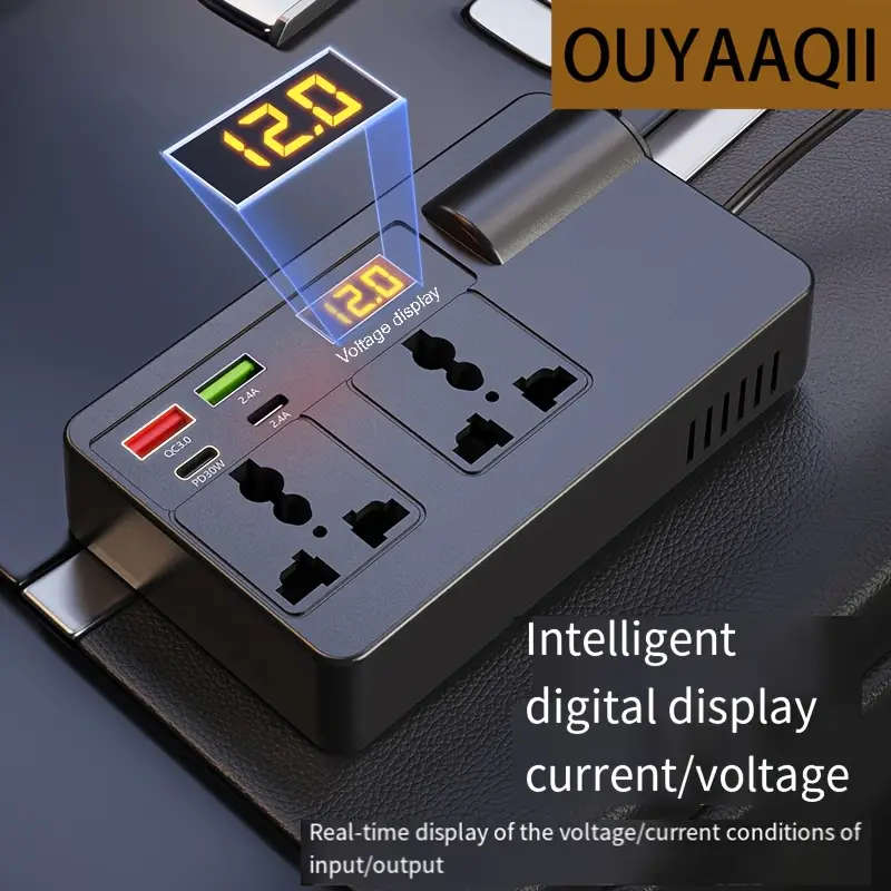 200W High-Power Car Inverter Converter - 12V/24V to 220V