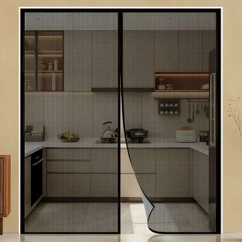 Large Black Insect-Proof Mesh Door Curtain