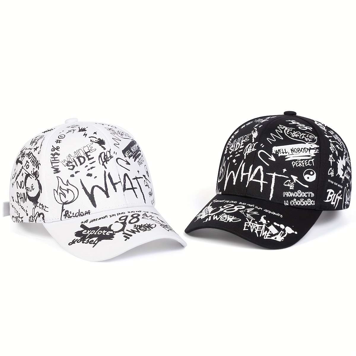 Ladies WHAT Graffiti Baseball Cap Adjustable Sun-Protective and Perfect