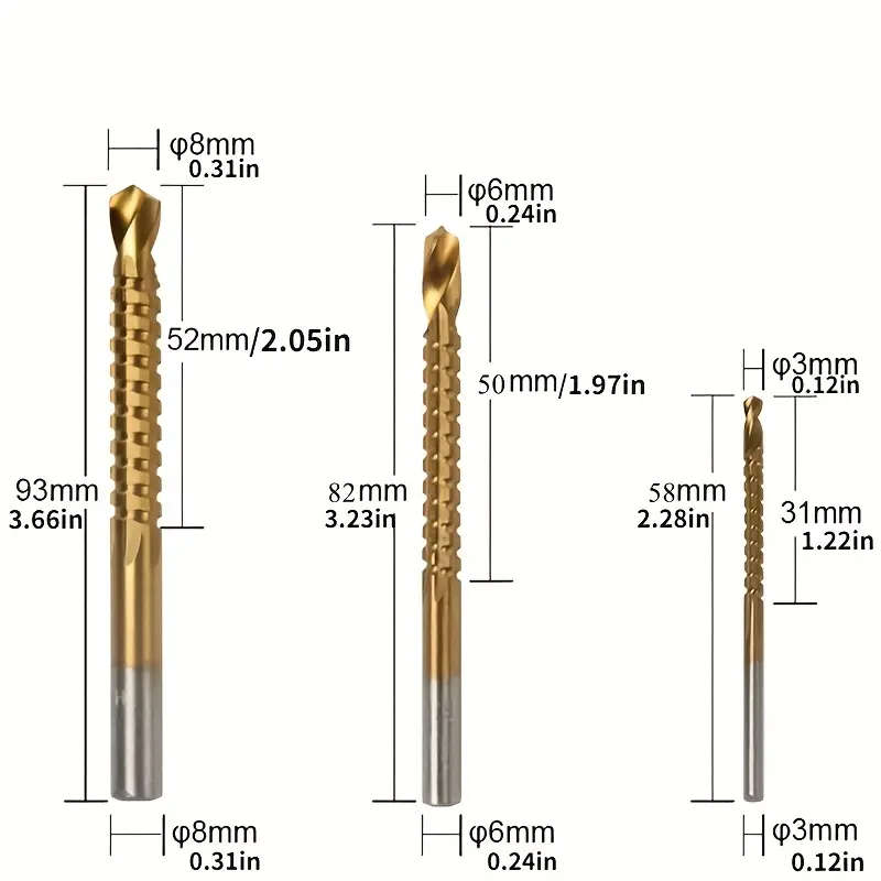 6-Piece Titanium-Coated Chrome Vanadium Drill Bit Set