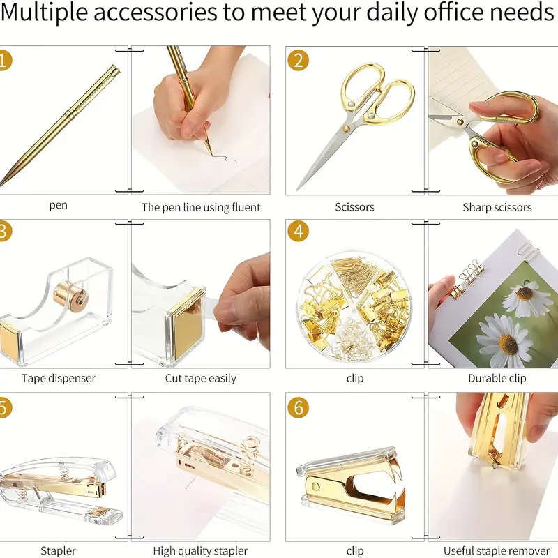 Gold Acrylic Stapler Set