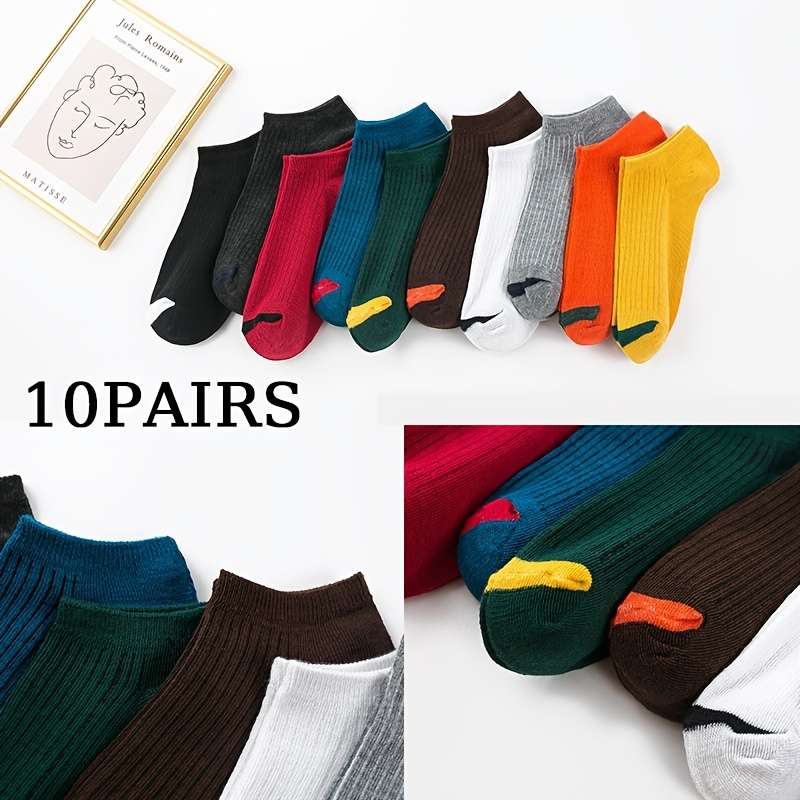 10 Pairs Of Mixed Colors One Size High Elastic Socks