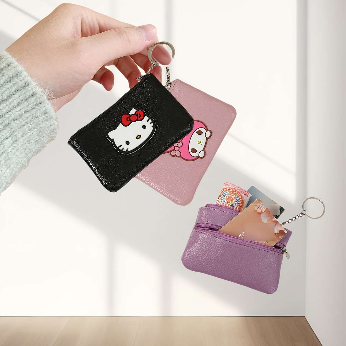 Sanrio Hello Kitty Kuromi Cute Cartoon Coin Purse Compact Zippered Wallet