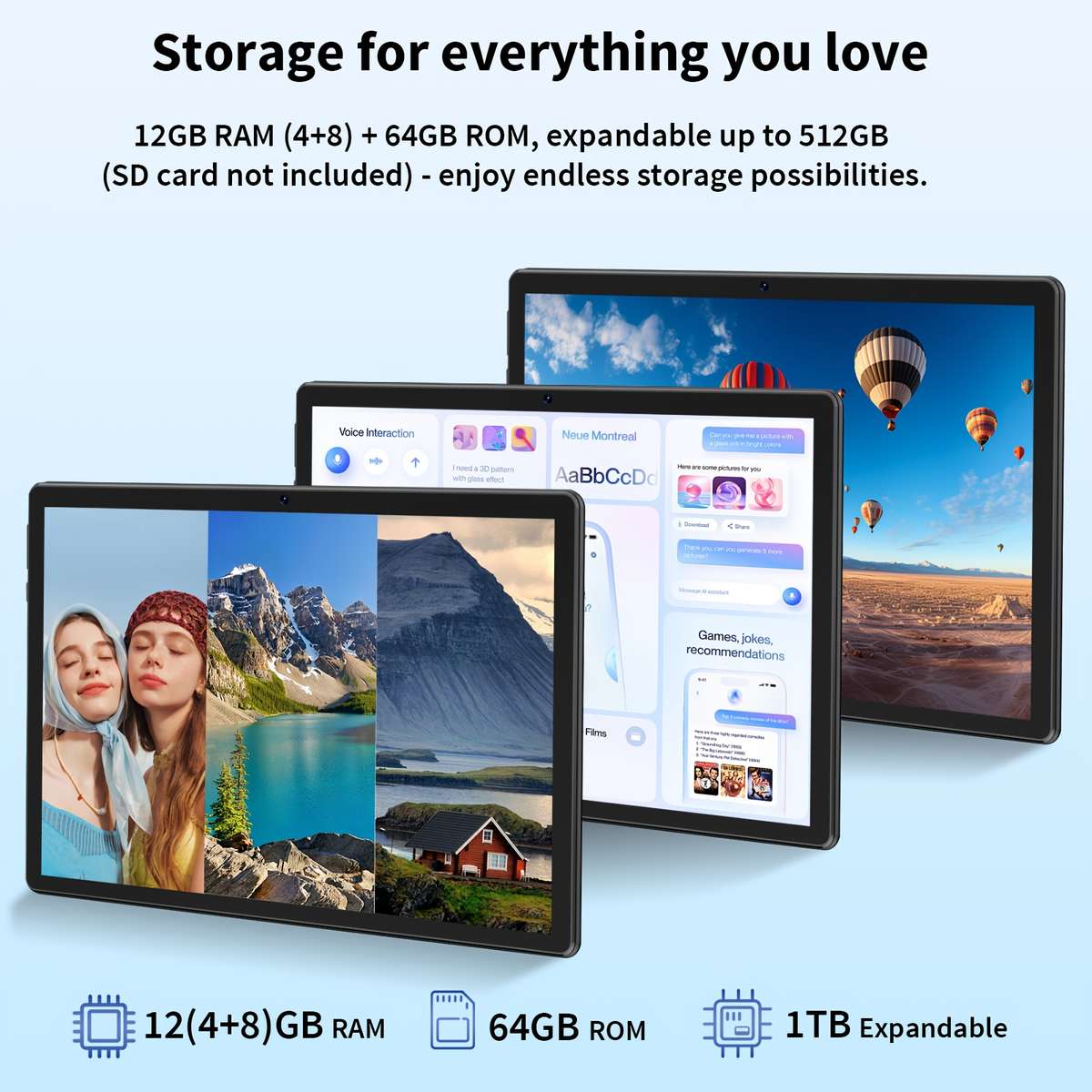 10.1-Inch Android 15 12GB + 64GB Tablet includes Case and Magnetic Wireless Keyboard & Mouse