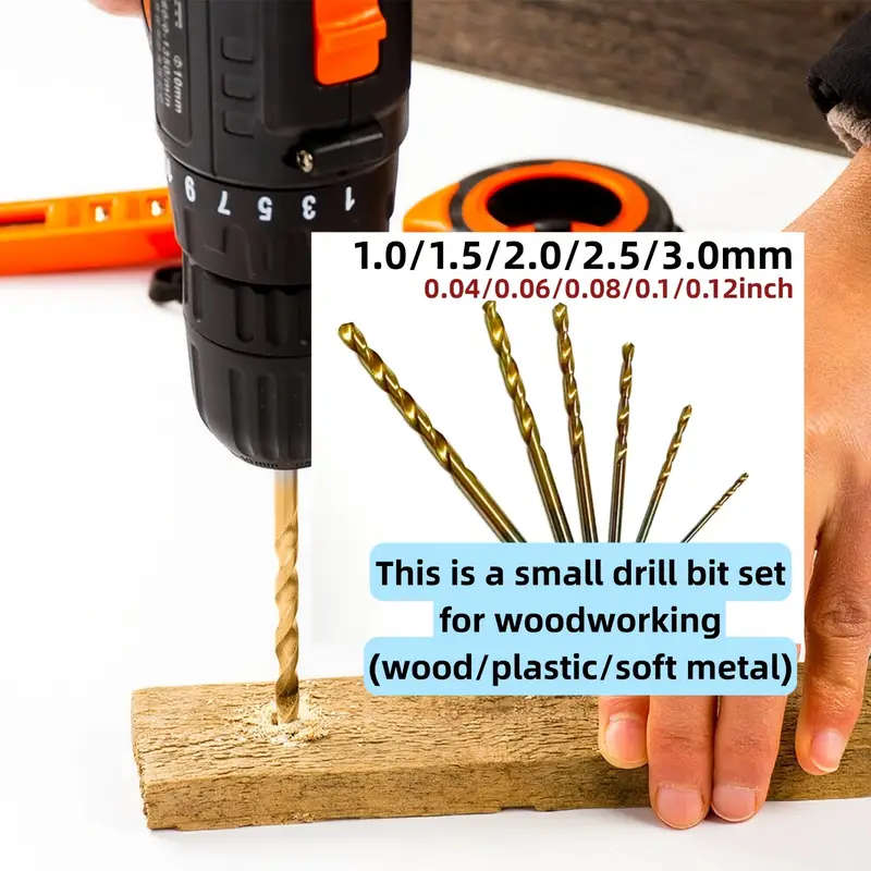 50pcs Titanium Coated HSS High Speed Steel Drill Bit Set Power Tool Accessories