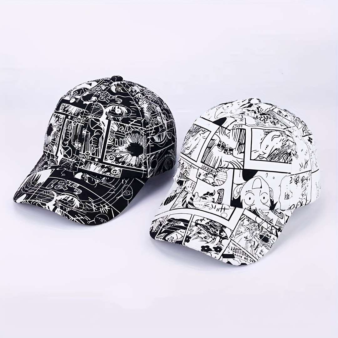 Trendy Men'S Graffiti Baseball Cap Black White Abstract Design Lightweight Sun Protect
