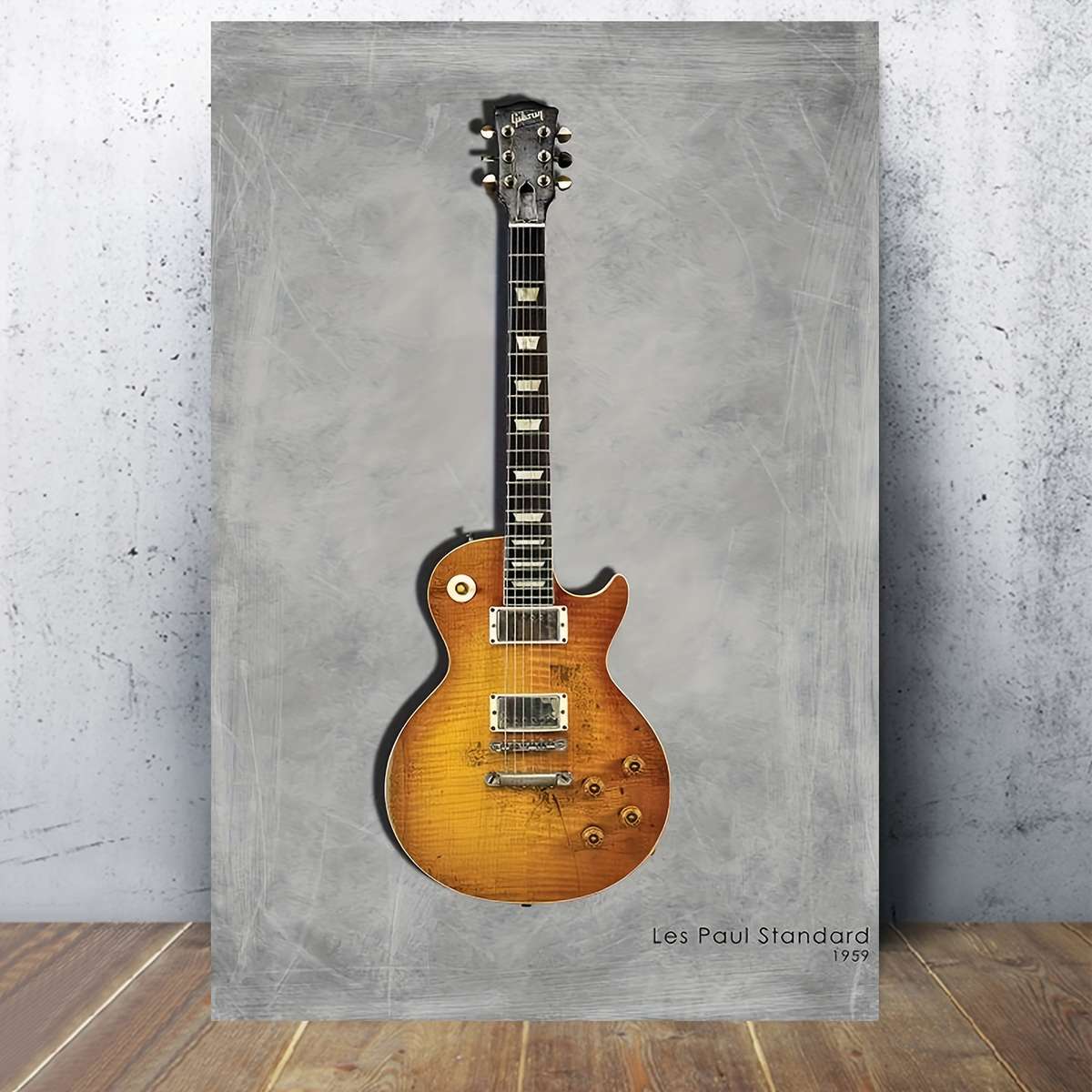 1pc Gibson Les Paul Standard 1959 Frameless Canvas Wall Art 30.48x45.72 cm Vibrant Sunburst Fini