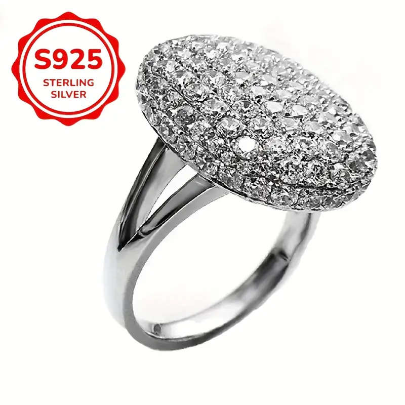 925 Sterling Silver Elegant Round Brilliant Cut Full Set Ring