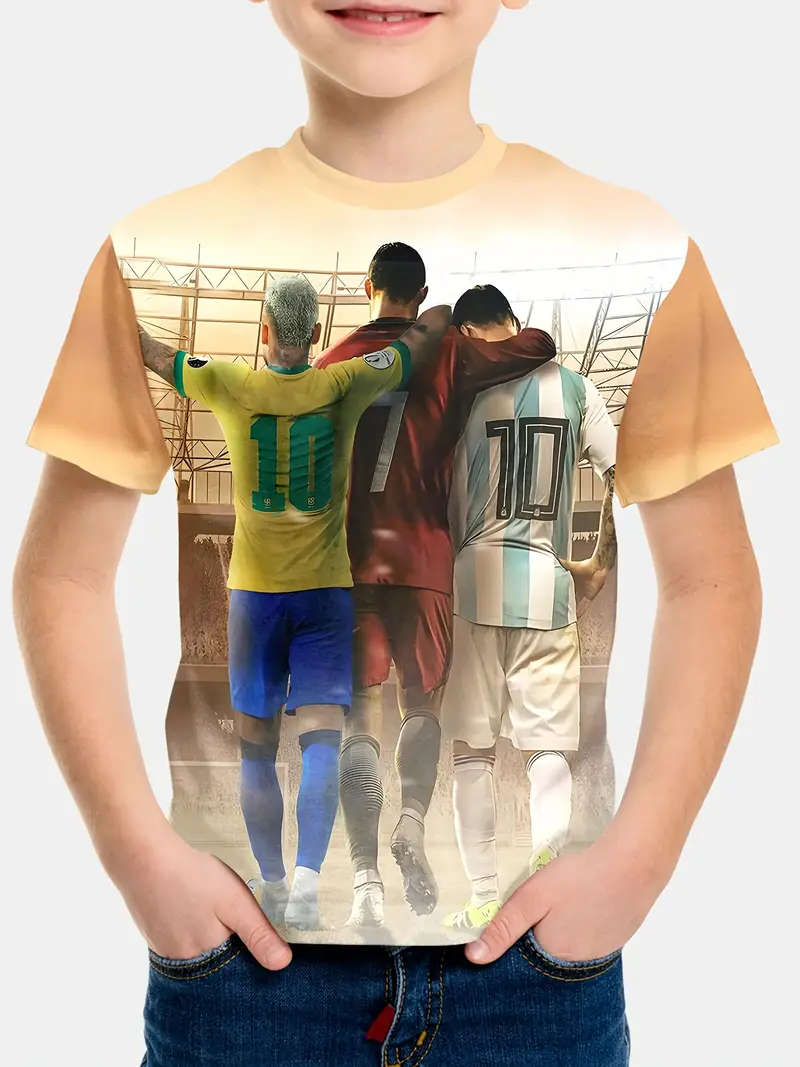 Kids Soccer T-Shirt, Crew Neck - Size: 9-10Y