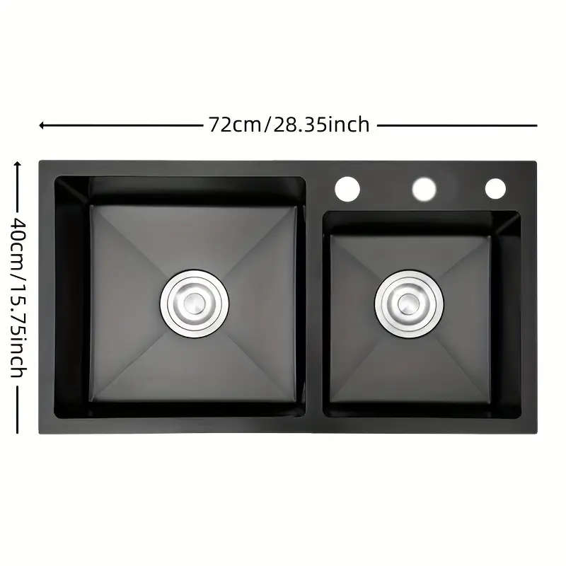 1pc Thickened Stainless Steel Double Basin Handmade Sink