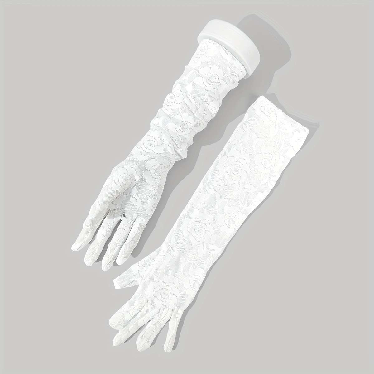 1 Pair Black Lace Flower Dark Style Long Gloves