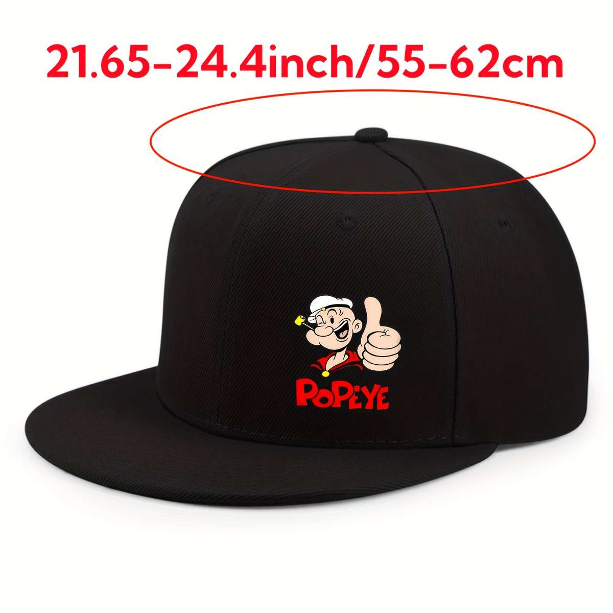 Hip-Hop Baseball Cap with Popeye Cartoon Print Adjustable Breathable Polyester Sun Hat f