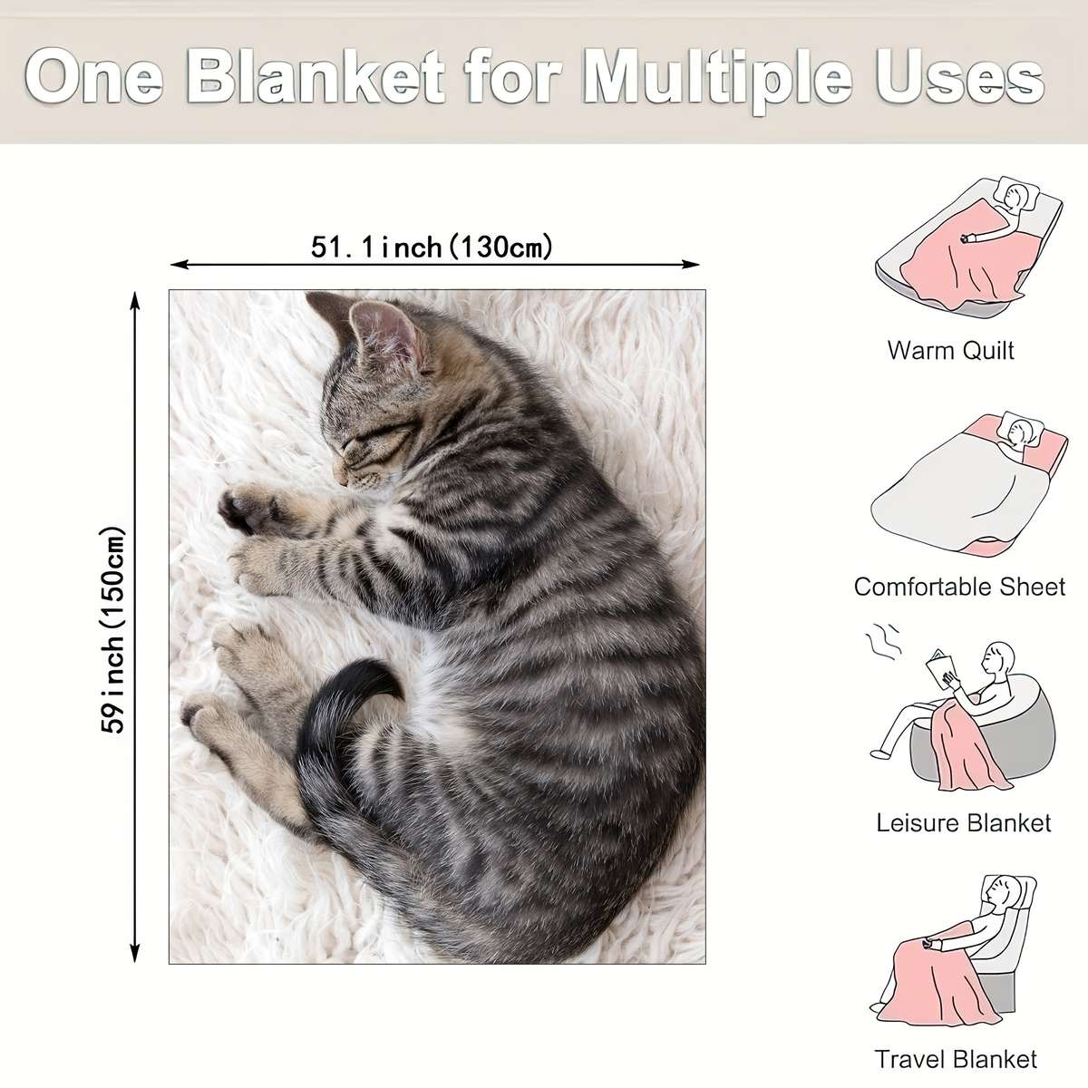 Blanket Size 59Inchx78.7Inch 150Cmx200Cm
