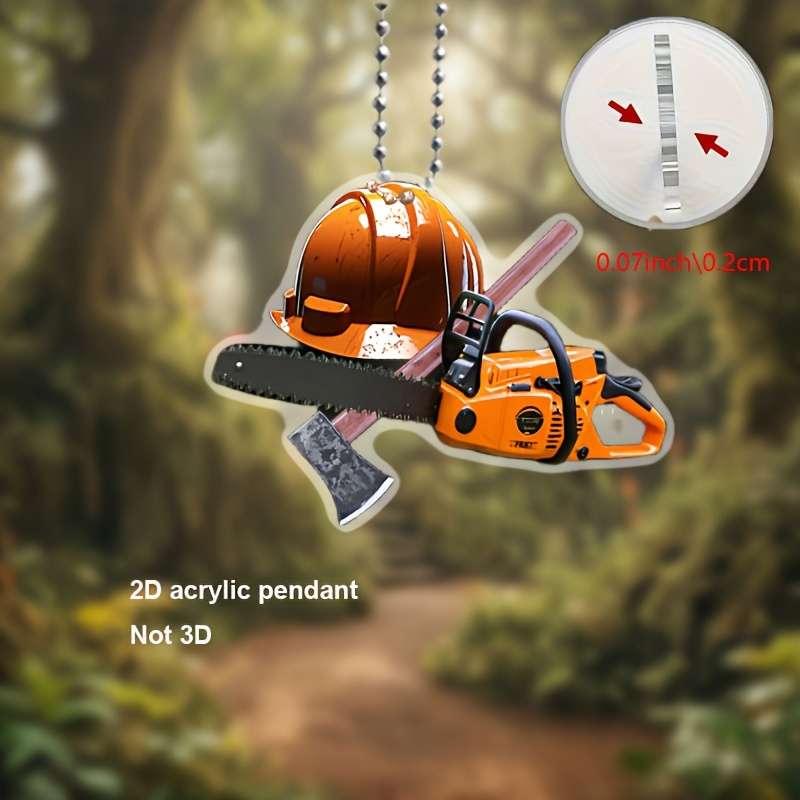 1pc 2D Flat   Acrylic Record Tool Pendant Chainsaw Axe Helmet Hanging Decoration for Car Re
