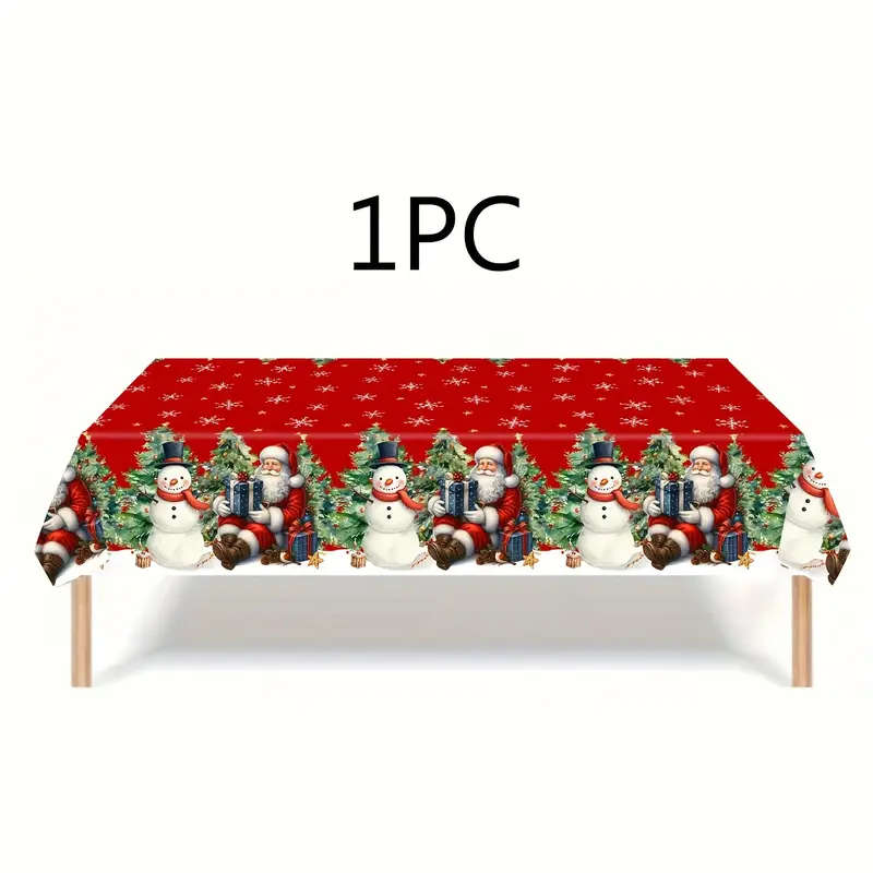 1 Piece Of Red Christmas Patterned Tablecloth
