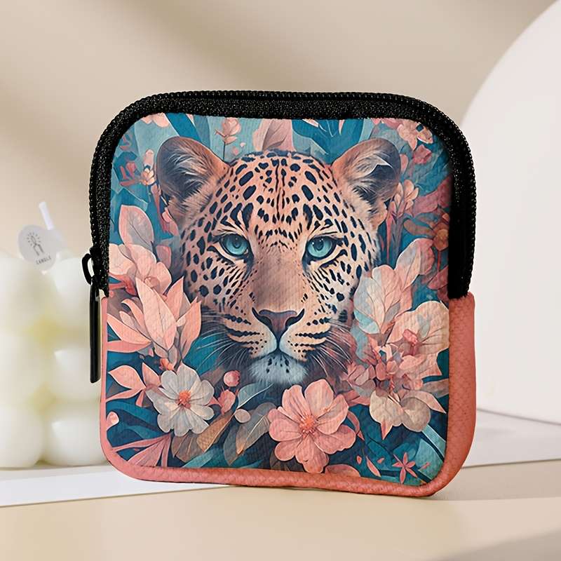 1pc 1pc Cartoon Flower Leopard Pattern Mini Multi-Functional Coin Wallet Simple Large Capacity De