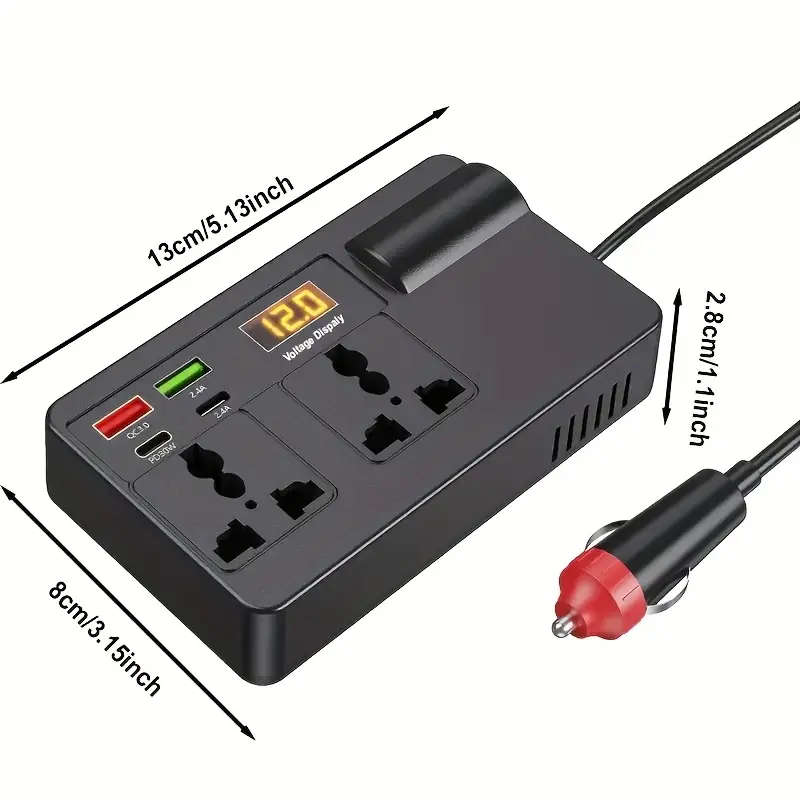 200W High-Power Car Inverter Converter - 12V/24V to 220V