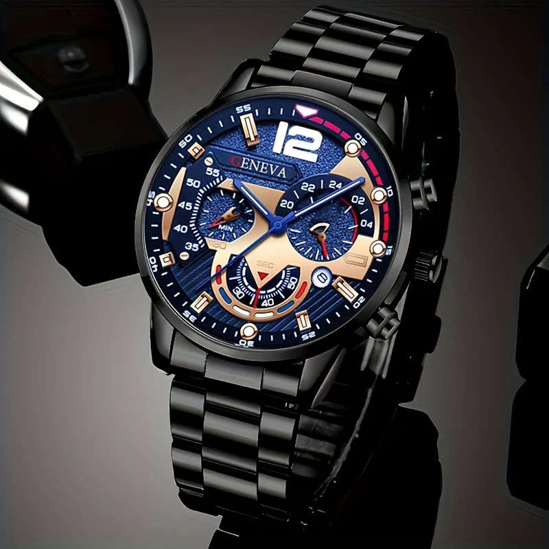 1pc Luxury Men's Quartz Watch Set Business and Casual Timepiece Suitable for School Opening Christma